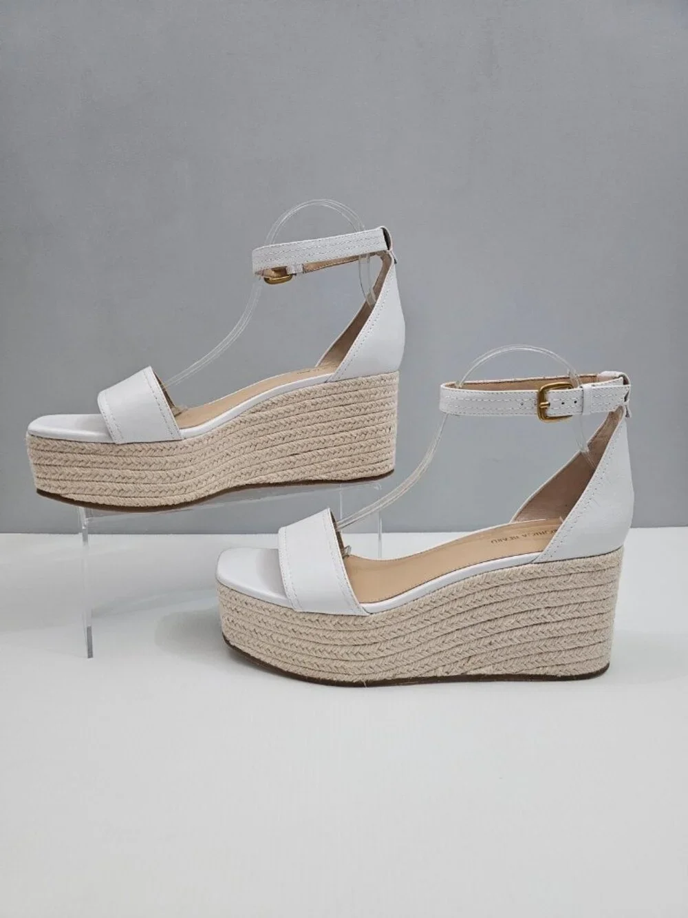 Veronica Beard Gianna Espadrille Wedge Sandal 10.5 White Leather Ankle Strap